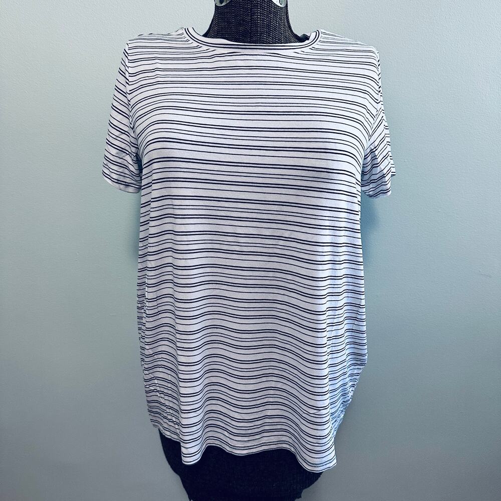 Eileen Fisher black and white striped tee